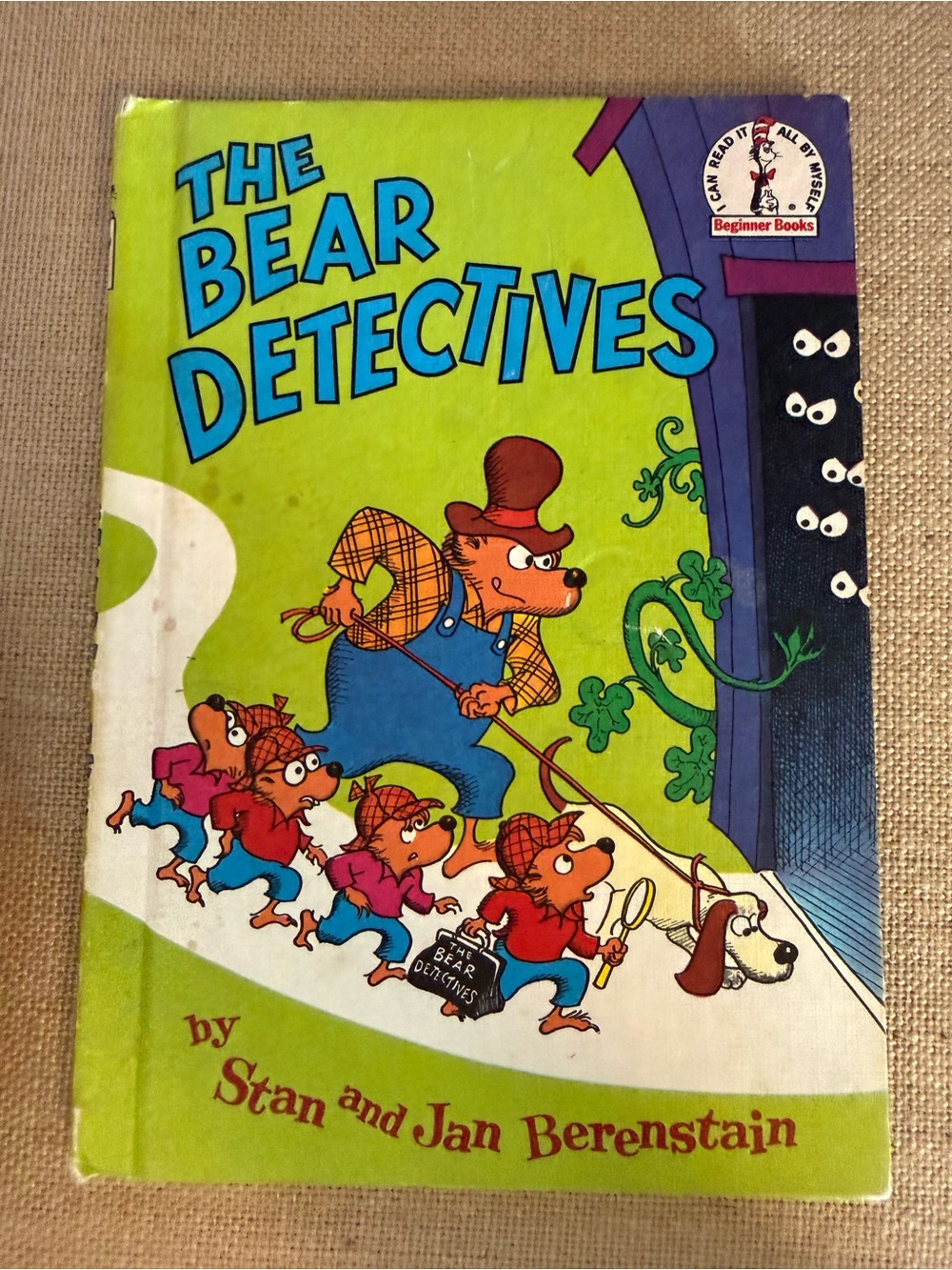 The Bear Detectives Vintage Children's Book - Bright Lime & Blue Cover